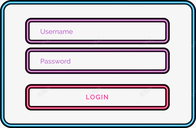 霓虹效果登录界面矢量图eps免抠素材_新图网 https://ixintu.com 登录界面 矢量素材 霓虹效果 霓虹灯效 页面登录 矢量图