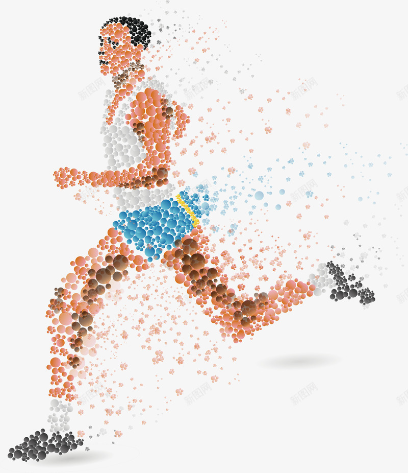 跑步中的运动员矢量图ai免抠素材_新图网 https://ixintu.com 奔跑 点彩 跑步模特 运动员 矢量图