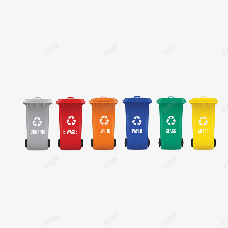 彩色的垃圾分类垃圾桶矢量图ai免抠素材_新图网 https://ixintu.com 卡通 垃圾分类 垃圾桶 城市 彩色 矢量图