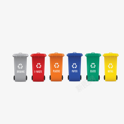彩色的城市彩色的垃圾分类垃圾桶矢量图高清图片