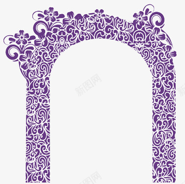 紫色拱门png免抠素材_新图网 https://ixintu.com 婚庆 拱门 紫色 花朵