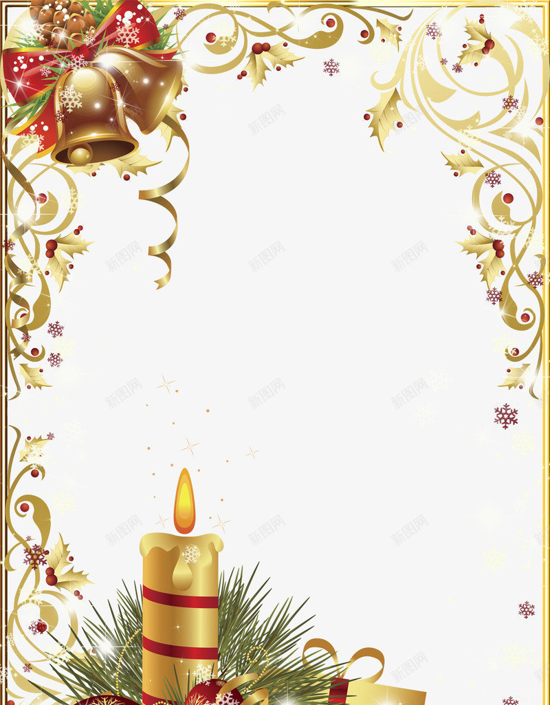 圣诞框架平面png免抠素材_新图网 https://ixintu.com 唯美背景 圣诞背景 精美相框