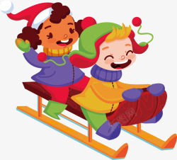 坐沙发上的孩子们开心坐雪橇的孩子们矢量图高清图片