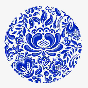 青花瓷装饰png免抠素材_新图网 https://ixintu.com 中国风 圆形 青花瓷地贴