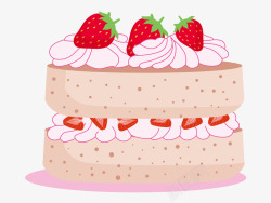 切块的草莓草莓奶油双层大块美味甜品手绘蛋高清图片