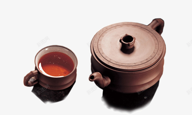 沙壶茶具png免抠素材_新图网 https://ixintu.com 咖啡色 水 茶具 茶壶 茶杯