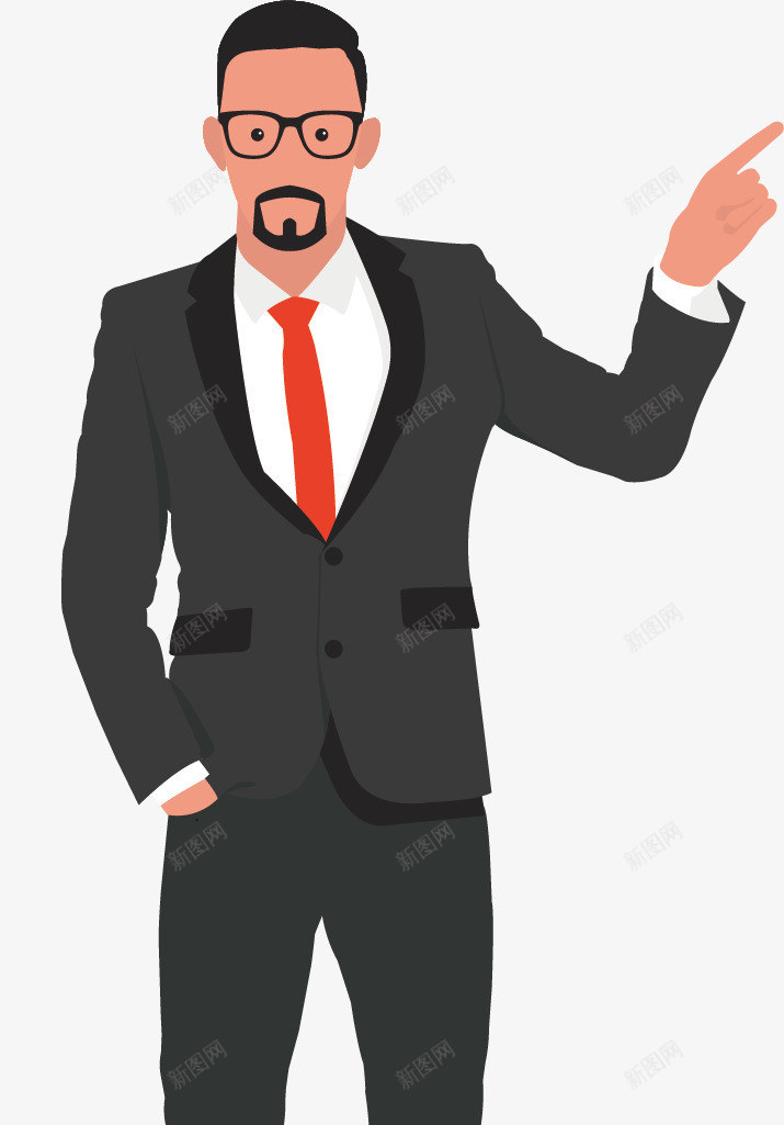 身着西装的男人矢量图ai免抠素材_新图网 https://ixintu.com 商务男士 男人 白色衬衣 红色领带 西装 矢量图