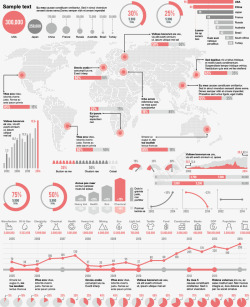 粉色系PPT图表合集矢量图素材