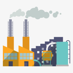 工业生产背景卡通扁平化工厂建筑矢量图高清图片