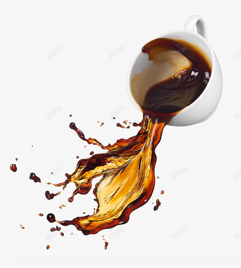 咖啡迸溅png免抠素材_新图网 https://ixintu.com 咖啡 喷洒 杯子 碰倒