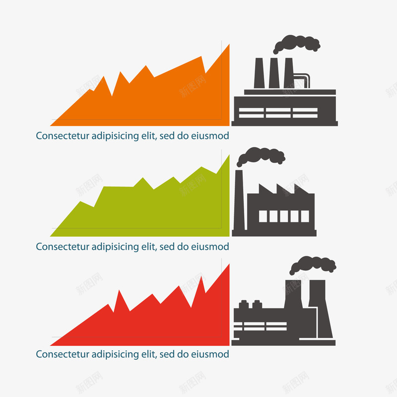 彩色折线工厂矢量图ai免抠素材_新图网 https://ixintu.com 分析 工厂 数据 素材 矢量图