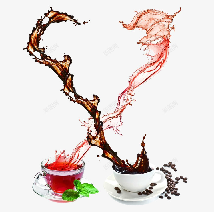 咖啡与果汁相碰撞png免抠素材_新图网 https://ixintu.com 创意 咖啡 果汁
