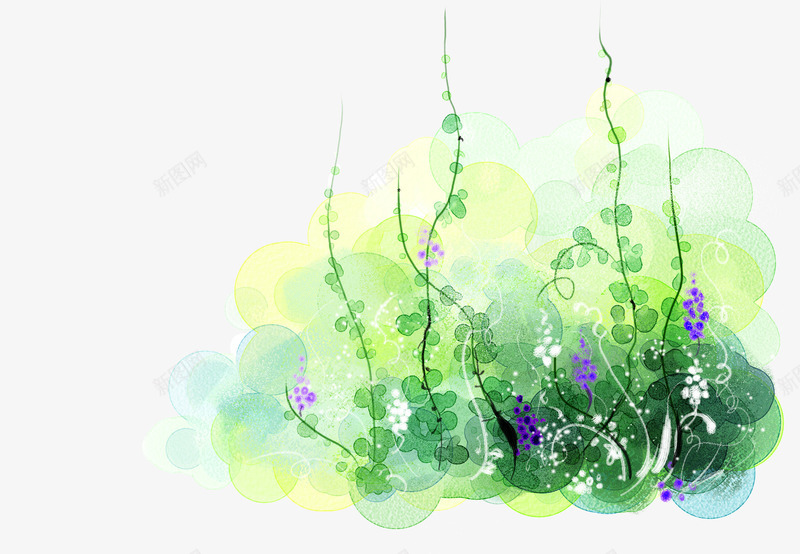 绿色手绘春季植物png免抠素材_新图网 https://ixintu.com 春季 植物 绿色