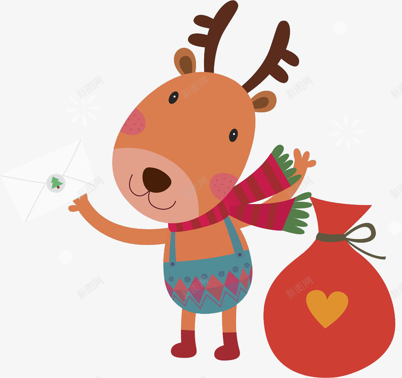 卡通拿着信封的小鹿图png免抠素材_新图网 https://ixintu.com 信封 卡通 圣诞节 小鹿 福袋 红围巾 红色的 麋鹿