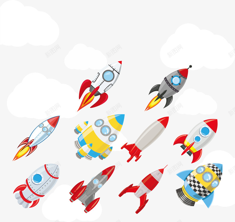 多种多样的火箭png免抠素材_新图网 https://ixintu.com 启动页 火箭升天 矢量素材 航天航空 项目启动