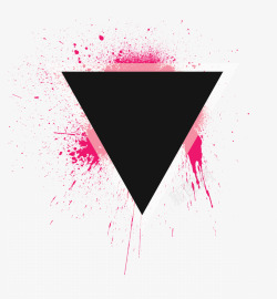 粉红泼墨黑色三角形装饰素材