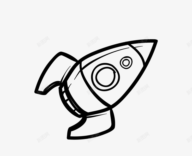 黑色卡通火箭图标png_新图网 https://ixintu.com 卡通火箭 简笔画火箭 背景装饰 黑色火箭