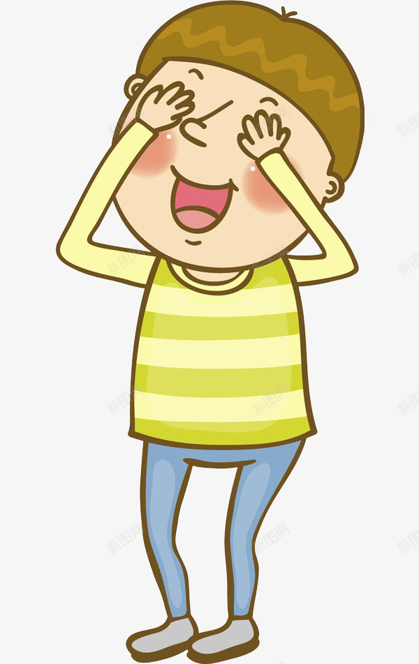 捂着眼睛害羞的男生png免抠素材_新图网 https://ixintu.com 卡通 可爱的 害羞的 插图 男生 蘑菇头 蘑菇头尴尬 难为情 黄色