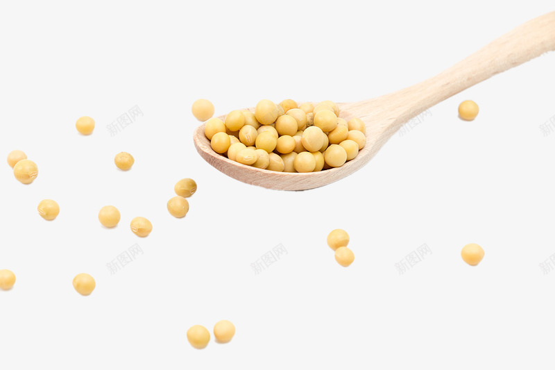 散落的黄豆png免抠素材_新图网 https://ixintu.com 勺子 木勺 豆子 食物 黄色 黄色豆子