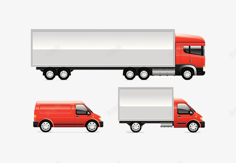 红色货车psd免抠素材_新图网 https://ixintu.com 卡车 搬家货车 搬货车 货柜 运输 集装箱