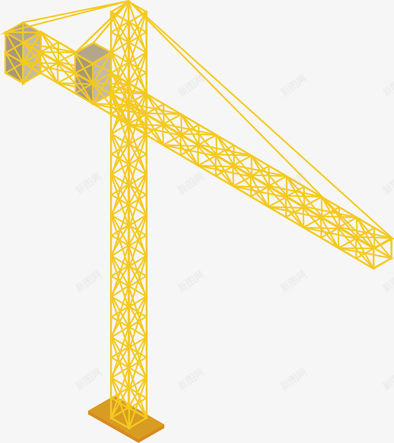 黄色塔吊png免抠素材_新图网 https://ixintu.com 塔吊 工地 工地塔吊 机器 黄色