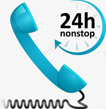 蓝色24小时电话客服图标图标
