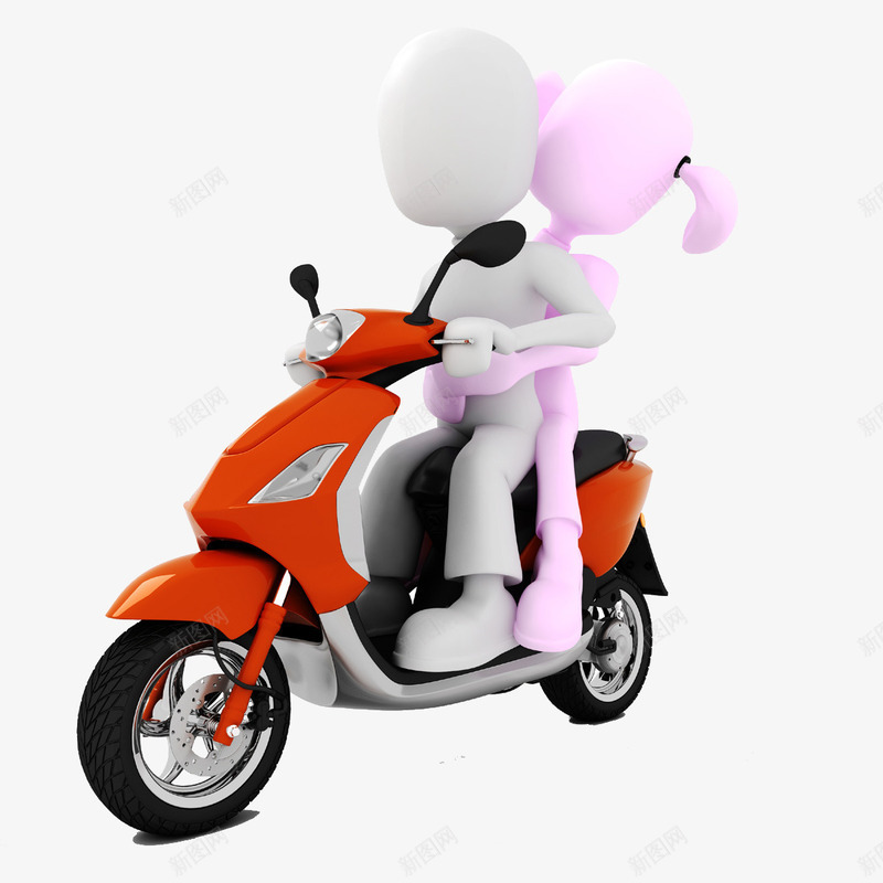 骑电动车的情侣png免抠素材_新图网 https://ixintu.com 3D小人 小人 情侣 摩托车 电动车 骑着电动车的3D小人