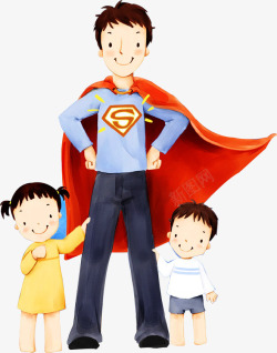超人爸爸和儿子女儿素材