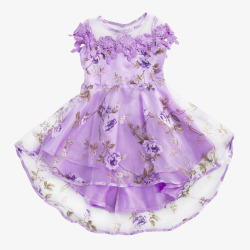 紫色碎花儿童连衣裙素材