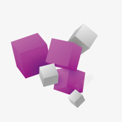 紫色立体悬浮方块方体素材