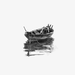 水墨渔船中国风创意水墨船高清图片