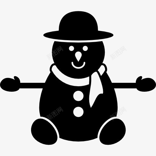 雪人在黑版图标png_新图网 https://ixintu.com 冬天 圣诞节 形状 雕塑 雕塑人物 雪 雪人 黑色