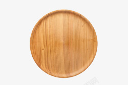 创意木柄餐具深棕色木质纹理凹陷的圆木盘实物高清图片
