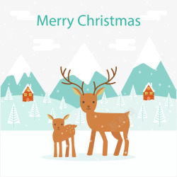圣诞节风景圣诞节麋鹿插画矢量图高清图片