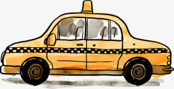 的士计程车美国手绘装饰元素高清图片