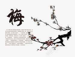 中国国学梅兰竹菊之梅花矢量图高清图片