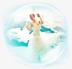 水中的婚纱新娘水晶球素材