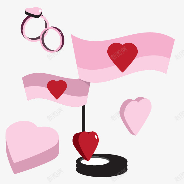 婚礼桌摆礼盒矢量图ai免抠素材_新图网 https://ixintu.com 婚庆 婚礼 桌摆 礼盒 结婚钻戒 矢量图
