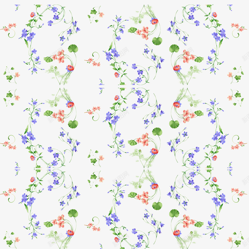鲜花墙碎花png免抠素材_新图网 https://ixintu.com 手绘 清新 花 鲜花墙