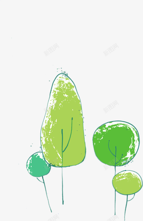 手绘绿色涂鸦植物png免抠素材_新图网 https://ixintu.com 植物 涂鸦 绿色