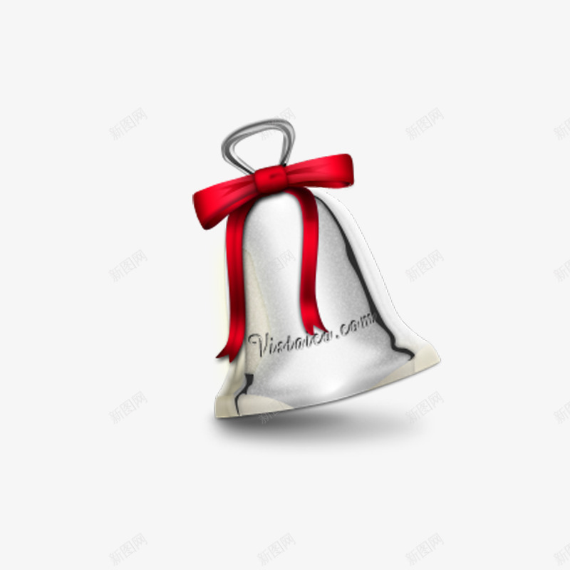 银色铃铛png免抠素材_新图网 https://ixintu.com 圣诞装饰元素 圣诞铃铛 红色蝴蝶结装饰 金属