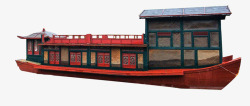 红色的船湖上的小舟画舫高清图片
