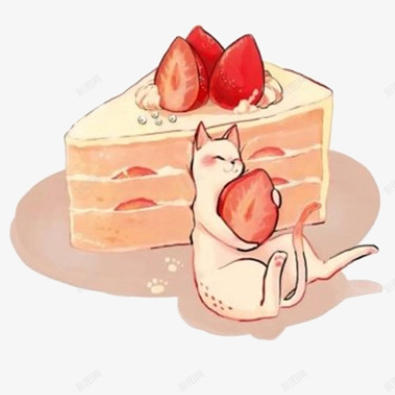开心糕点png免抠素材_新图网 https://ixintu.com 夹层蛋糕 小猫 猫咪 甜品 甜点 糕点 草莓 随心所欲