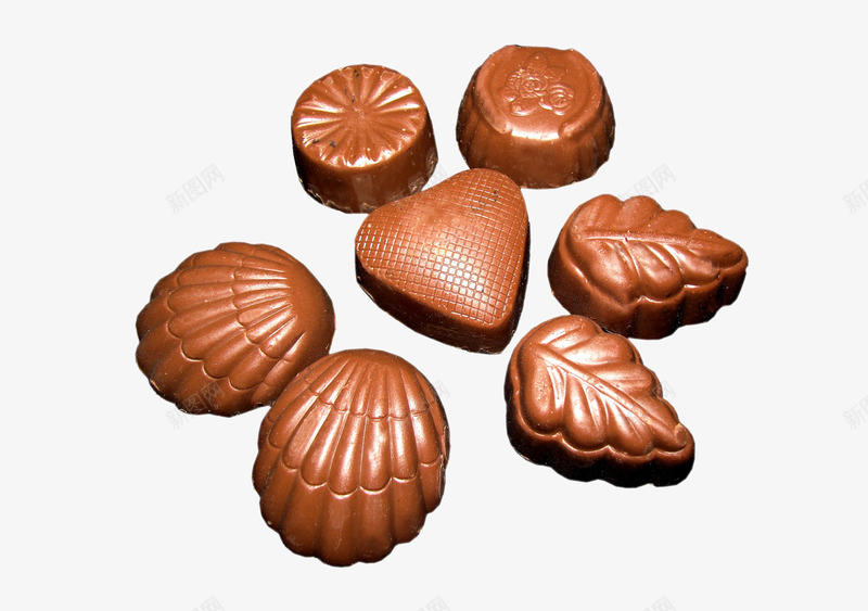 巧克力形状png免抠素材_新图网 https://ixintu.com 叶子形状巧克力 贝壳样式巧克力 食品