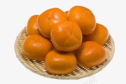 橙色柿子一盘新鲜柿子高清图片