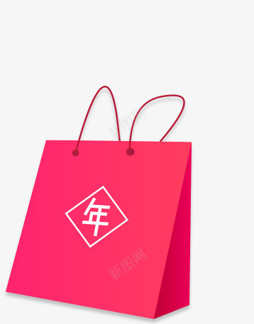 新年购物袋png免抠素材_新图网 https://ixintu.com 年货 红色 袋子