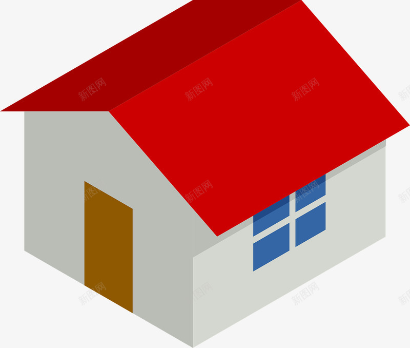 红色房顶的房子png免抠素材_新图网 https://ixintu.com 单间 屋顶 建筑 红色