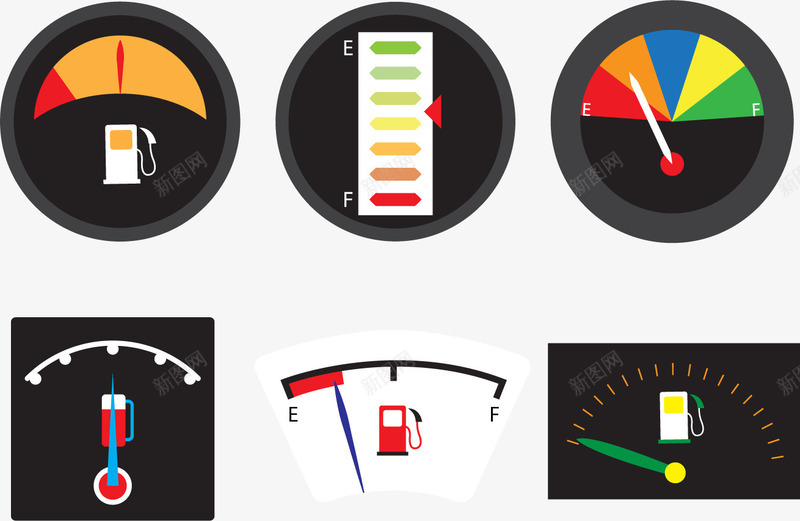 油表矢量图eps免抠素材_新图网 https://ixintu.com 仪表 汽车表盘 油表 油量危机 需要加油 矢量图