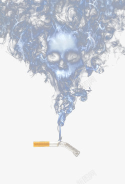 燃烧的香烟烟雾缭绕骷髅头大图高清图片