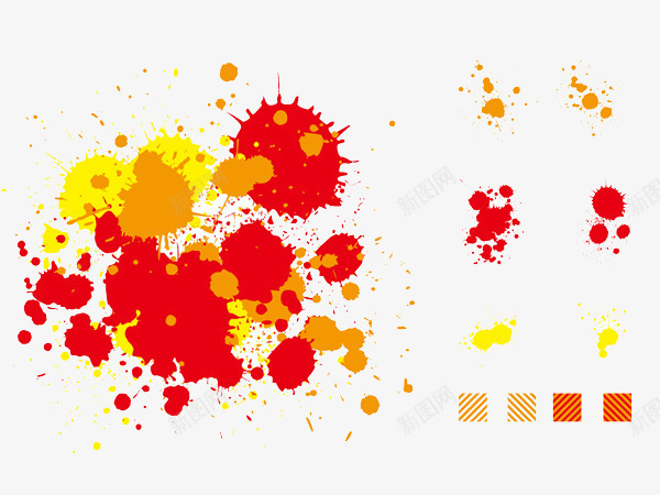 墨点psd免抠素材_新图网 https://ixintu.com 墨点 素材 红色 黄色